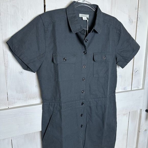 Outerknown S.E.A. Suit Women's Button Front Jumpsuit Linen Blend Sz M Gray NWT - Picture 2 of 7